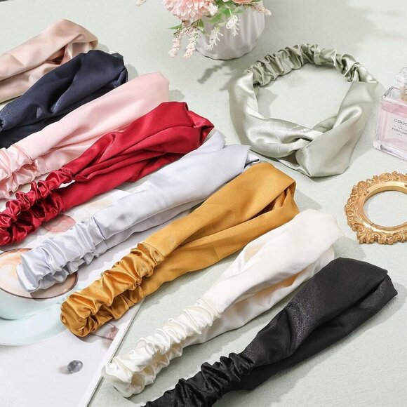Silky Hair Wraps Headbands Adjustable Elastic Twisted Turban for Face Washing Wo